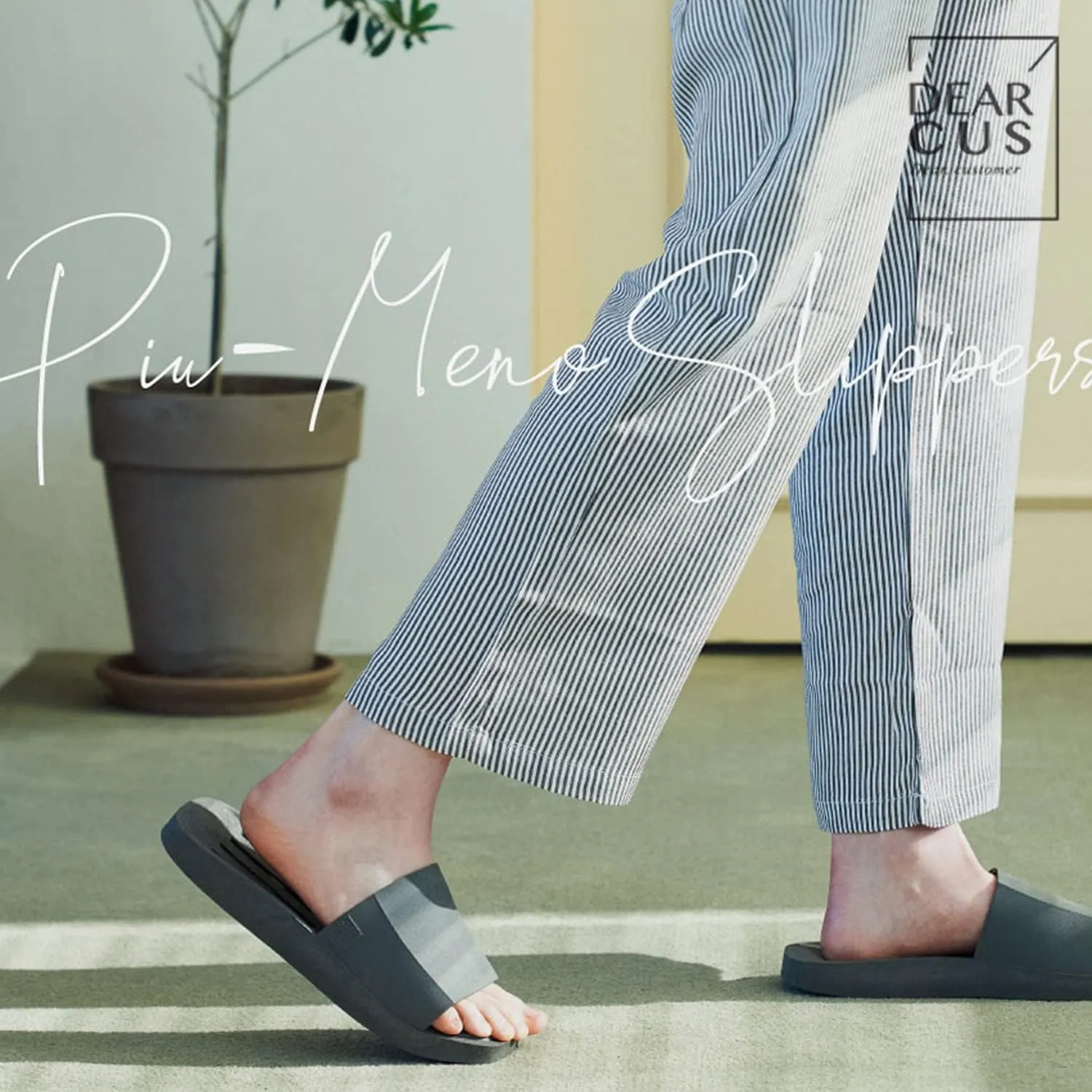 DEARCUS Shower Slippers with Comfortable Anti Slip Pad - Quick Drying Slippers with Drainage Holes  Non Slip Thick Sole Sandals  Open Toe Home Slippers  Piu Meno, Deep Grey