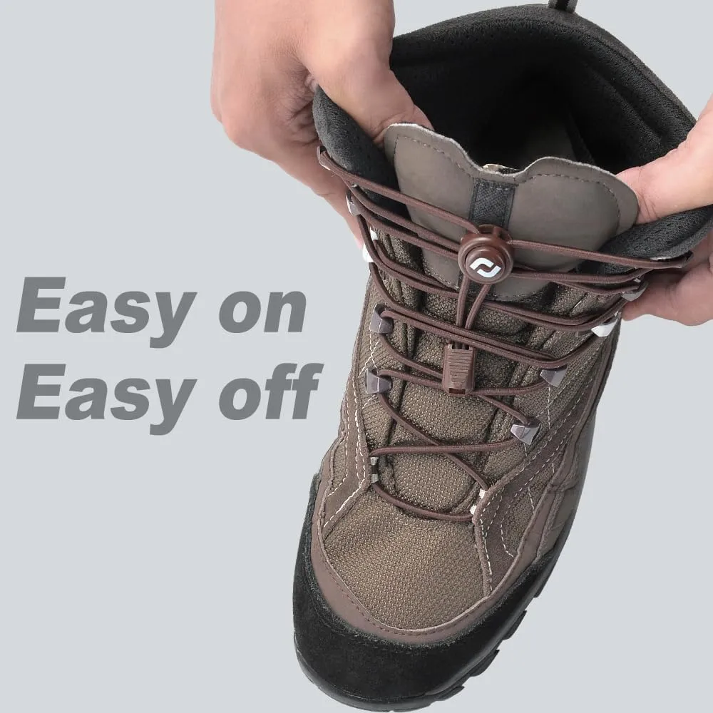 Extra Long No Tie Shoelaces - Elastic Tieless Round Boot Laces for Hiking Shoes, Work Boots and Running Sneakers
