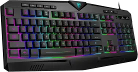 Gaming Keyboard, Full Size RGB Backlit Quiet Computer Keyboard, Wrist Rest, Silent Keys, Multimedia Keys, Anti-ghosting, Waterproof Light Up USB Wired Keyboard for PC Mac Xbox Gamer Office