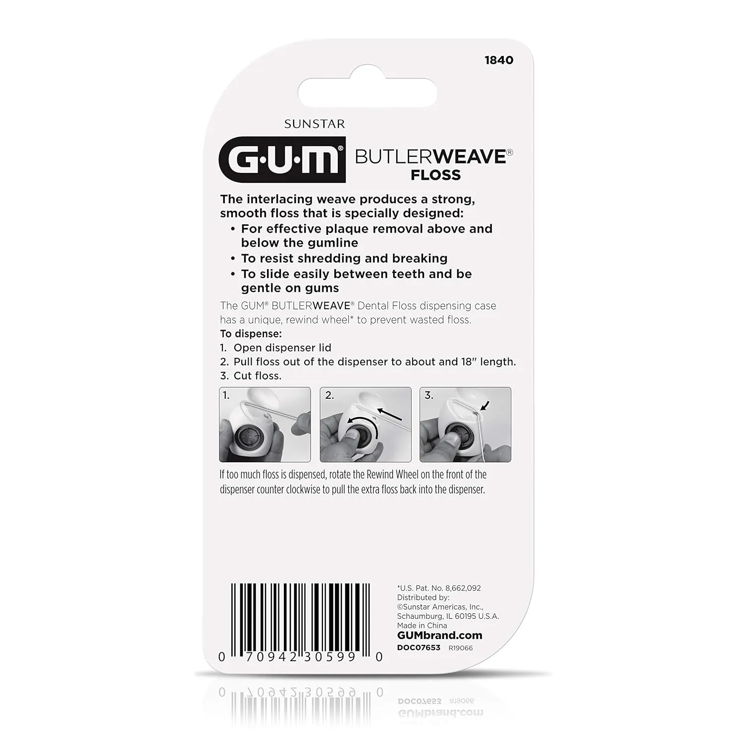 GUM ButlerWeave Woven Dental Flos, Shred Resistant Waxed Floss, Mint Flavored, 1 Count