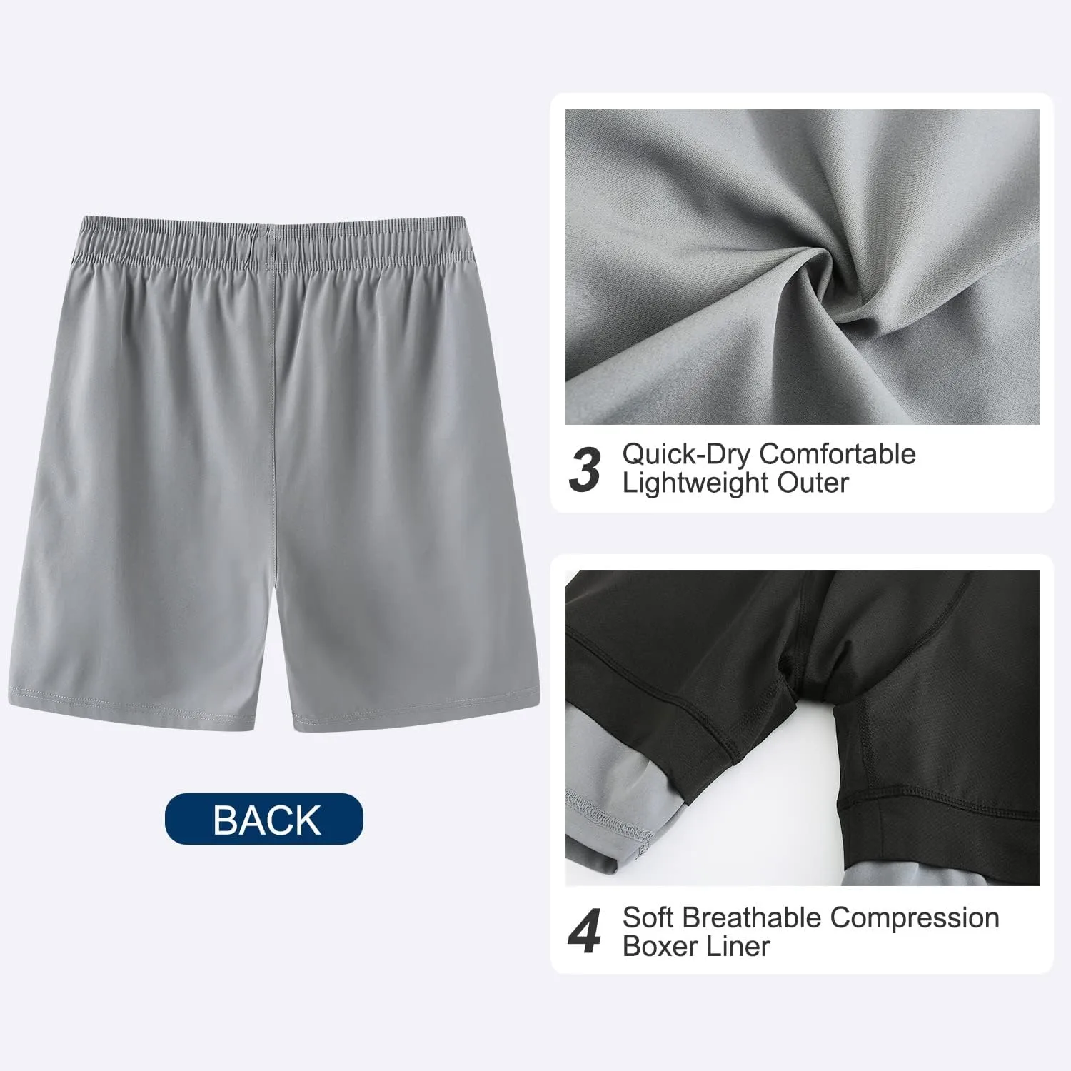 HODOSPORTS Mens Swimsuit Trunks 7" Quick-Dry Swim Shorts with Compression Liner and Zipper Pockets