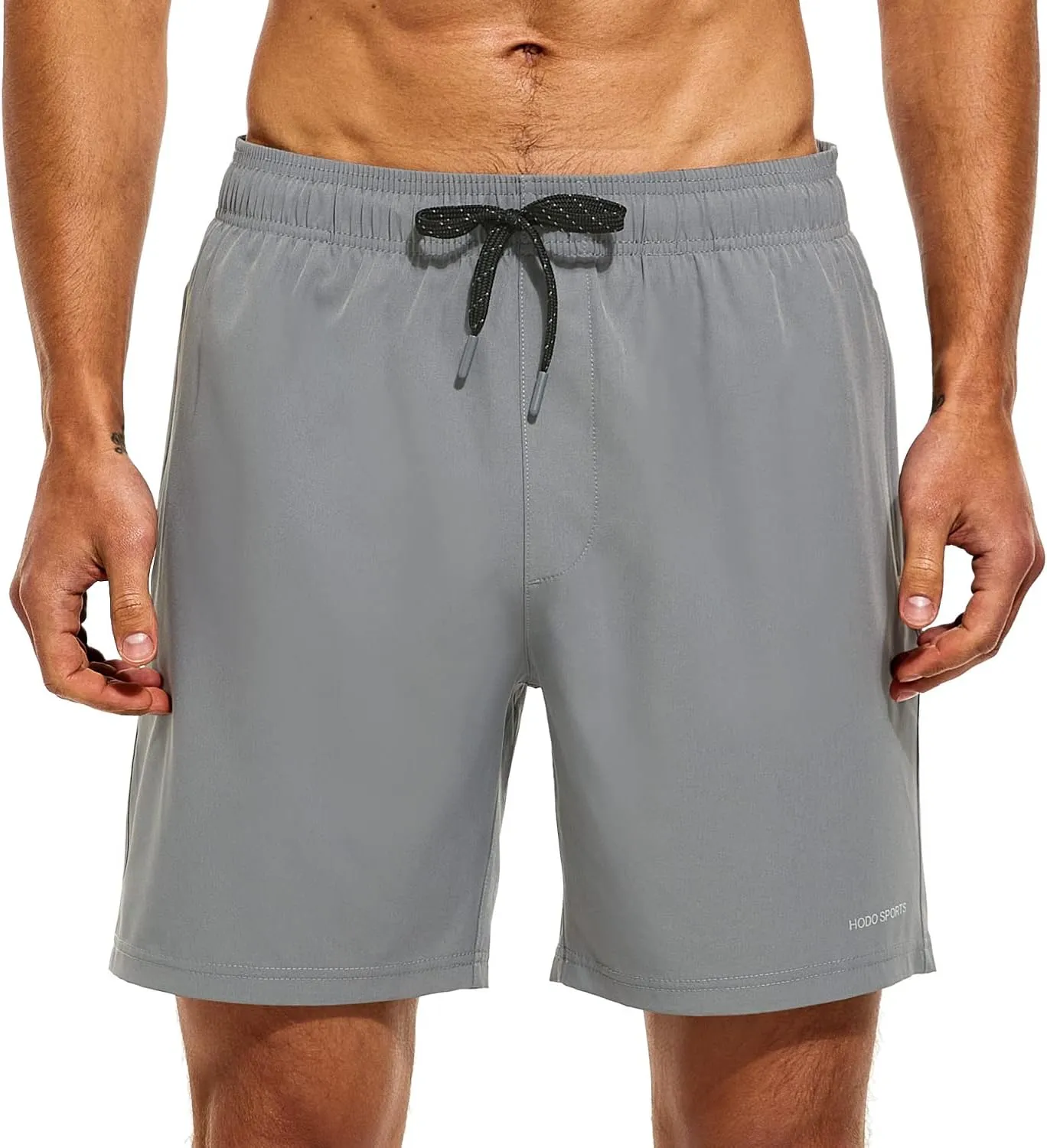 HODOSPORTS Mens Swimsuit Trunks 7" Quick-Dry Swim Shorts with Compression Liner and Zipper Pockets