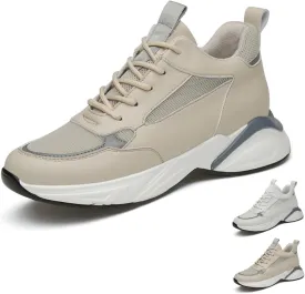 Invisible Height Increasing Elevator Shoes for Men 2.36" Height-Boosting Fashion Outdoors Running Sports Shoes Breathable Lace up Walking Shoes Driving Casual Sneakers