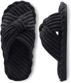 JIASUQI Women's Purple Faux Fur Criss Cross Open Toe House Slippers for Women
