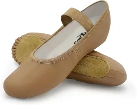 Kids Leather Ballet Shoes, Elastic Casing, Full Sole Slipper, Bella - SD69s