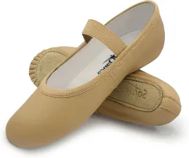 Kids Leather Ballet Shoes, Elastic Casing, Full Sole Slipper, Bella - SD69s