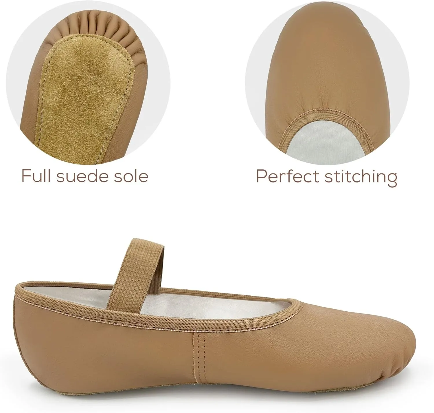 Kids Leather Ballet Shoes, Elastic Casing, Full Sole Slipper, Bella - SD69s