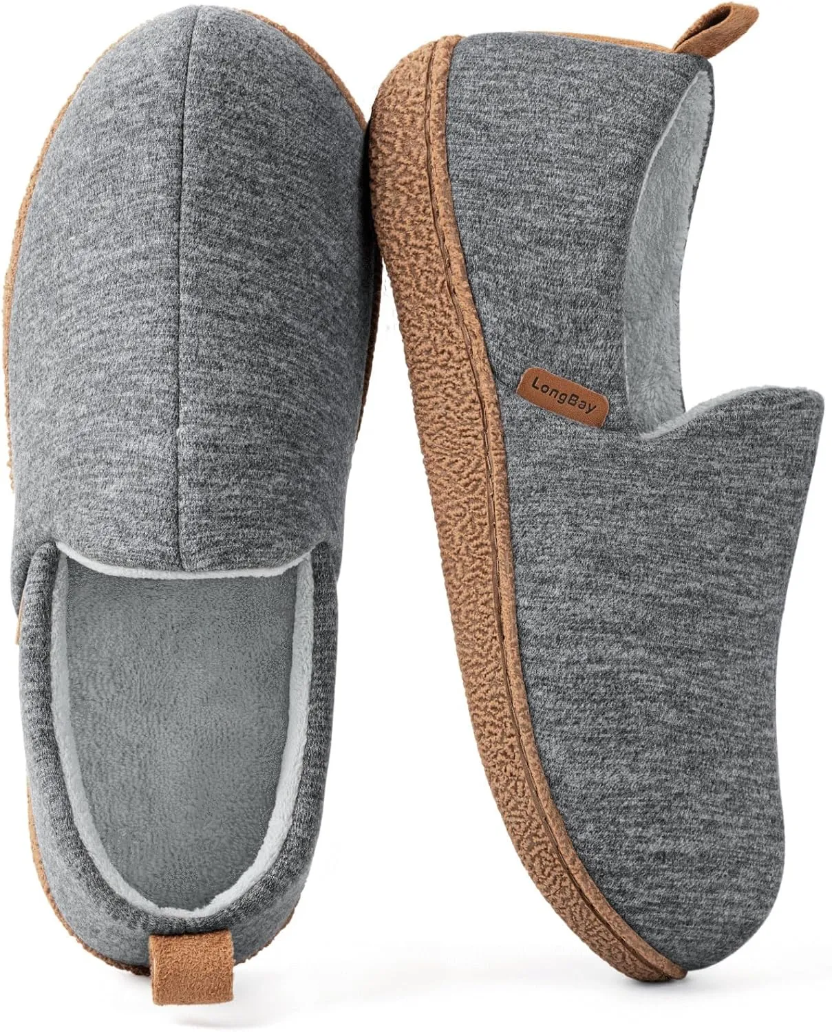 LongBay Women's Memory Foam House Shoes Cozy Brushed Jersey Slippers for Indoor Outdoor