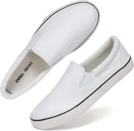 Low-Top Slip Ons Women's Fashion Sneakers Casual Canvas Sneakers for Women Comfortable Flats Breathable Padded Insole Slip on Sneakers Women Low Slip on Shoes