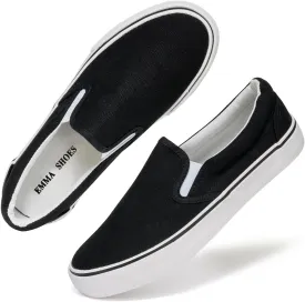 Low-Top Slip Ons Women's Fashion Sneakers Casual Canvas Sneakers for Women Comfortable Flats Breathable Padded Insole Slip on Sneakers Women Low Slip on Shoes