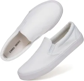 Low-Top Slip Ons Women's Fashion Sneakers Casual Canvas Sneakers for Women Comfortable Flats Breathable Padded Insole Slip on Sneakers Women Low Slip on Shoes
