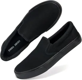 Low-Top Slip Ons Women's Fashion Sneakers Casual Canvas Sneakers for Women Comfortable Flats Breathable Padded Insole Slip on Sneakers Women Low Slip on Shoes