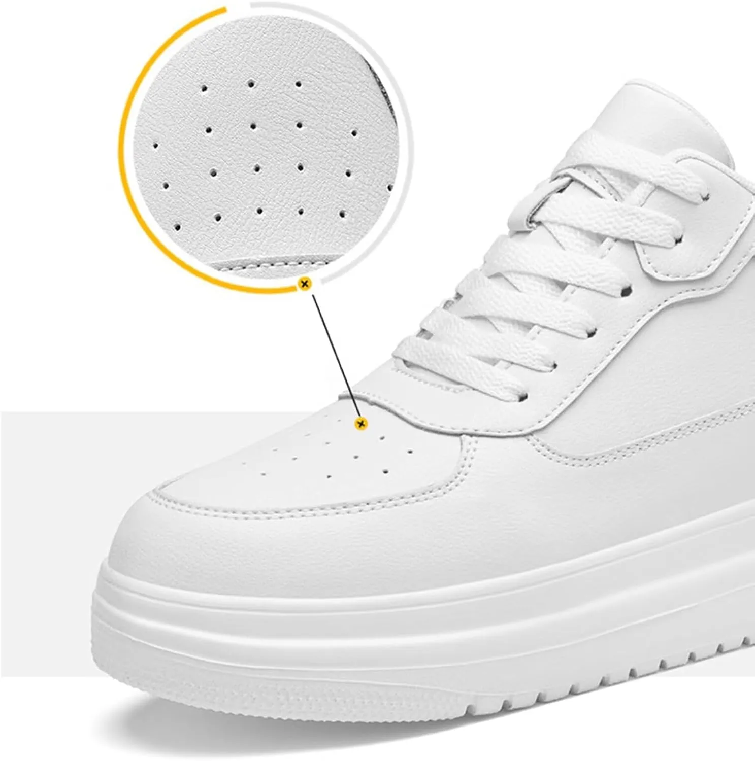 Men's Casual Sneakers Walking Shoes 2.36 Inches Taller Invisible Height Increasing Elevator Breathable Leather Lace up Dress Shoes