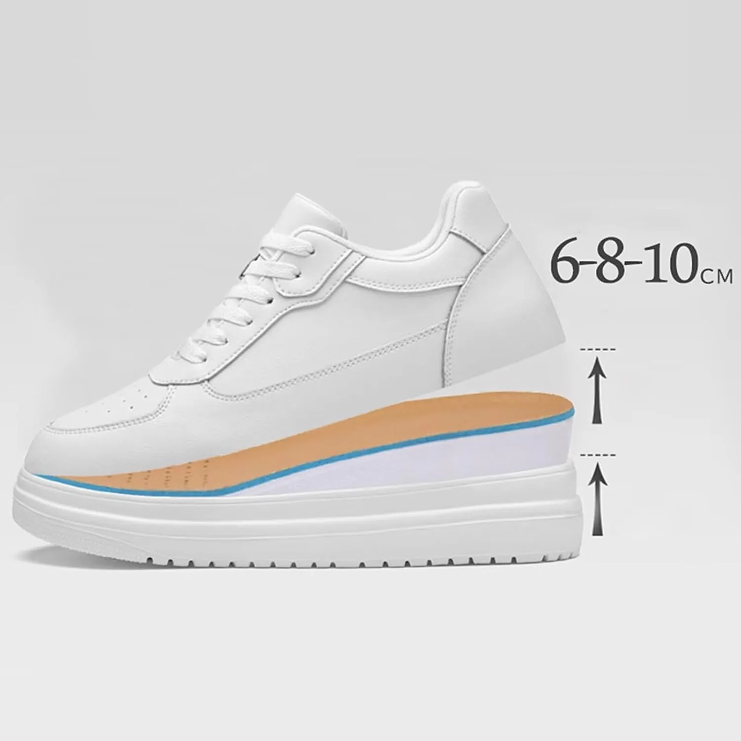Men's Casual Sneakers Walking Shoes 2.36 Inches Taller Invisible Height Increasing Elevator Breathable Leather Lace up Dress Shoes