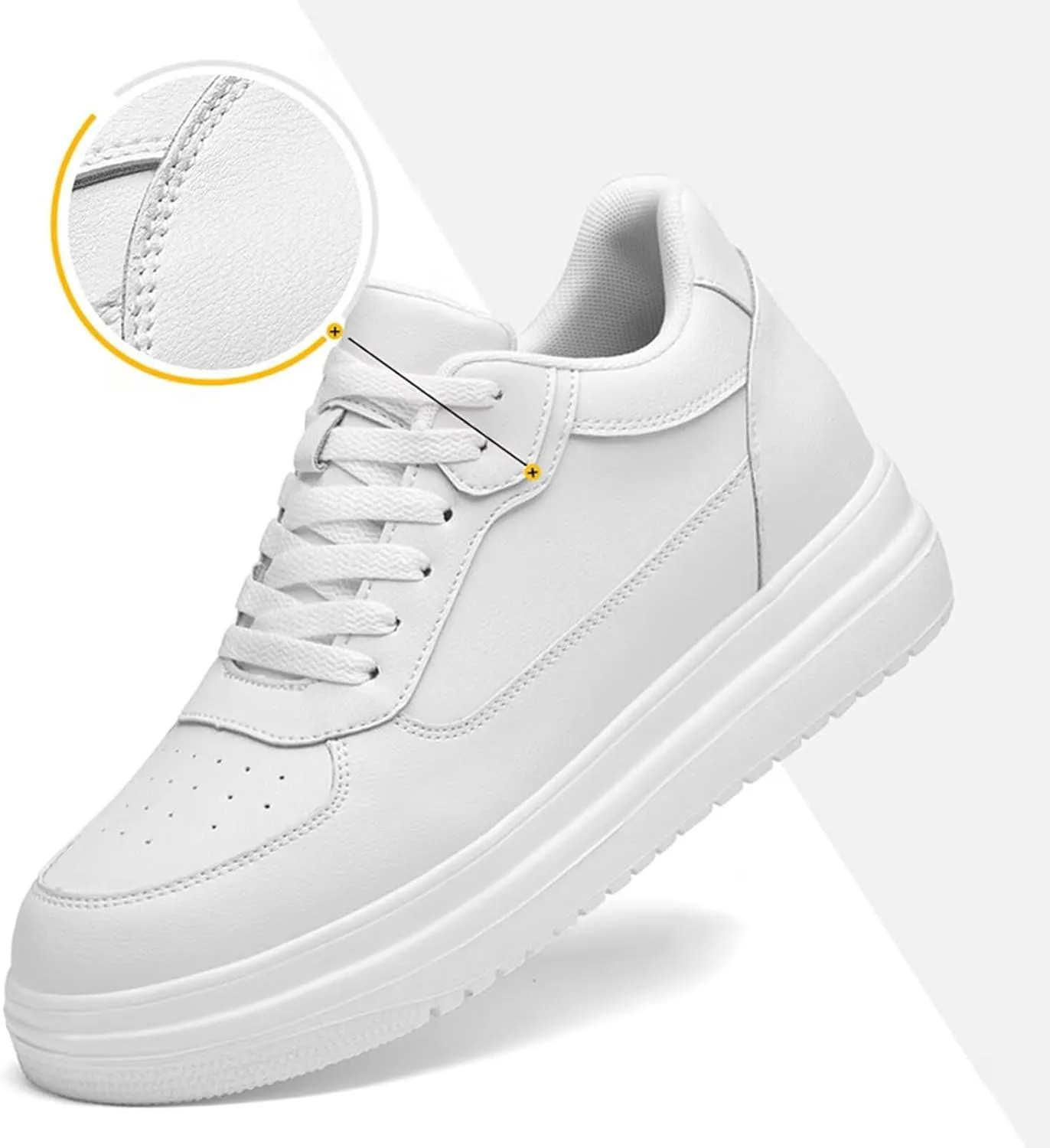 Men's Casual Sneakers Walking Shoes 2.36 Inches Taller Invisible Height Increasing Elevator Breathable Leather Lace up Dress Shoes