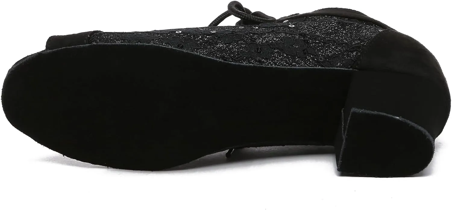 Minishion Womens Low Heel Dancing Shoes Mesh Comfortable Practice Dance Shoes L504