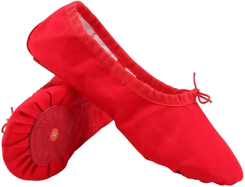 missfiona Women Canvas Ballet Slippers Dance Shoes Adult Practice Yoga Flat Belly Shoes