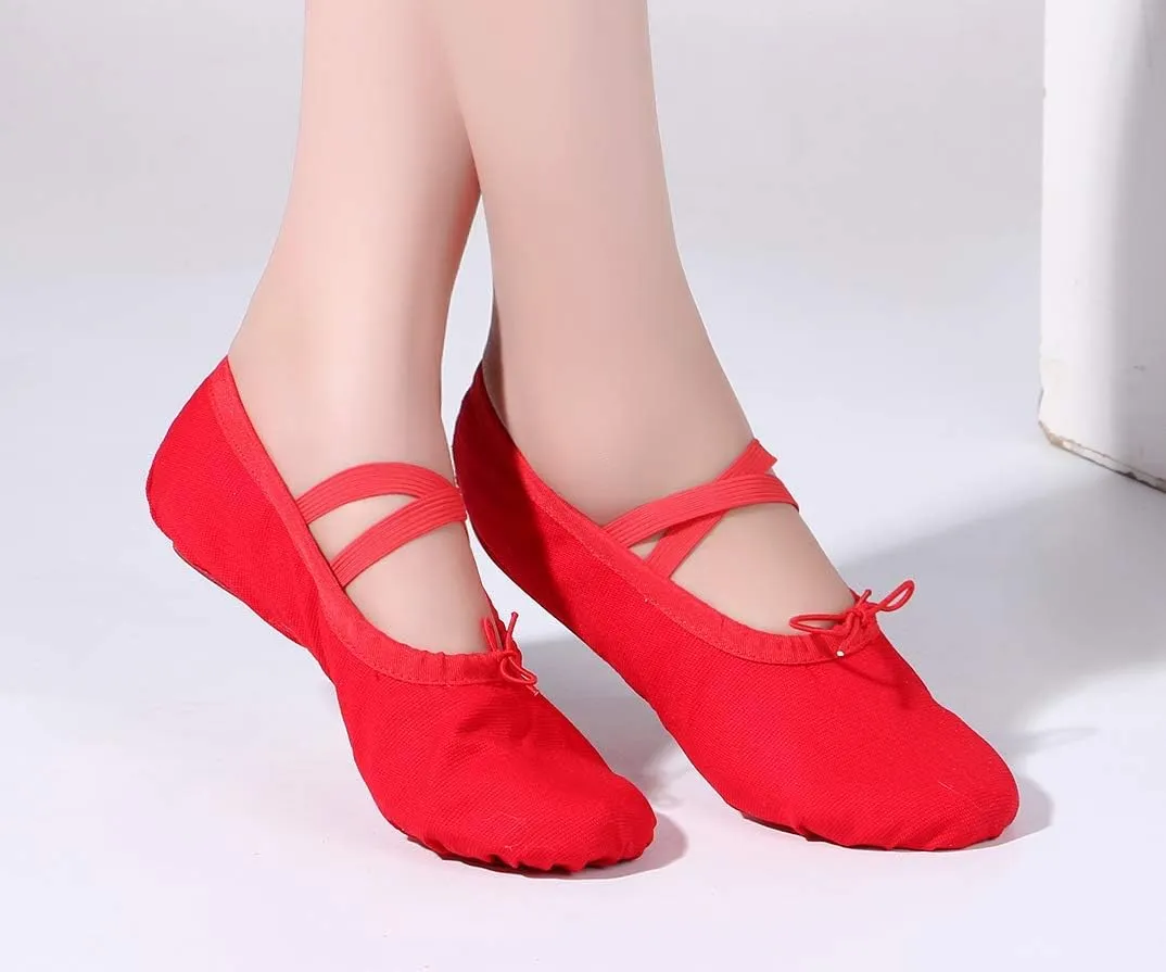 missfiona Women Canvas Ballet Slippers Dance Shoes Adult Practice Yoga Flat Belly Shoes