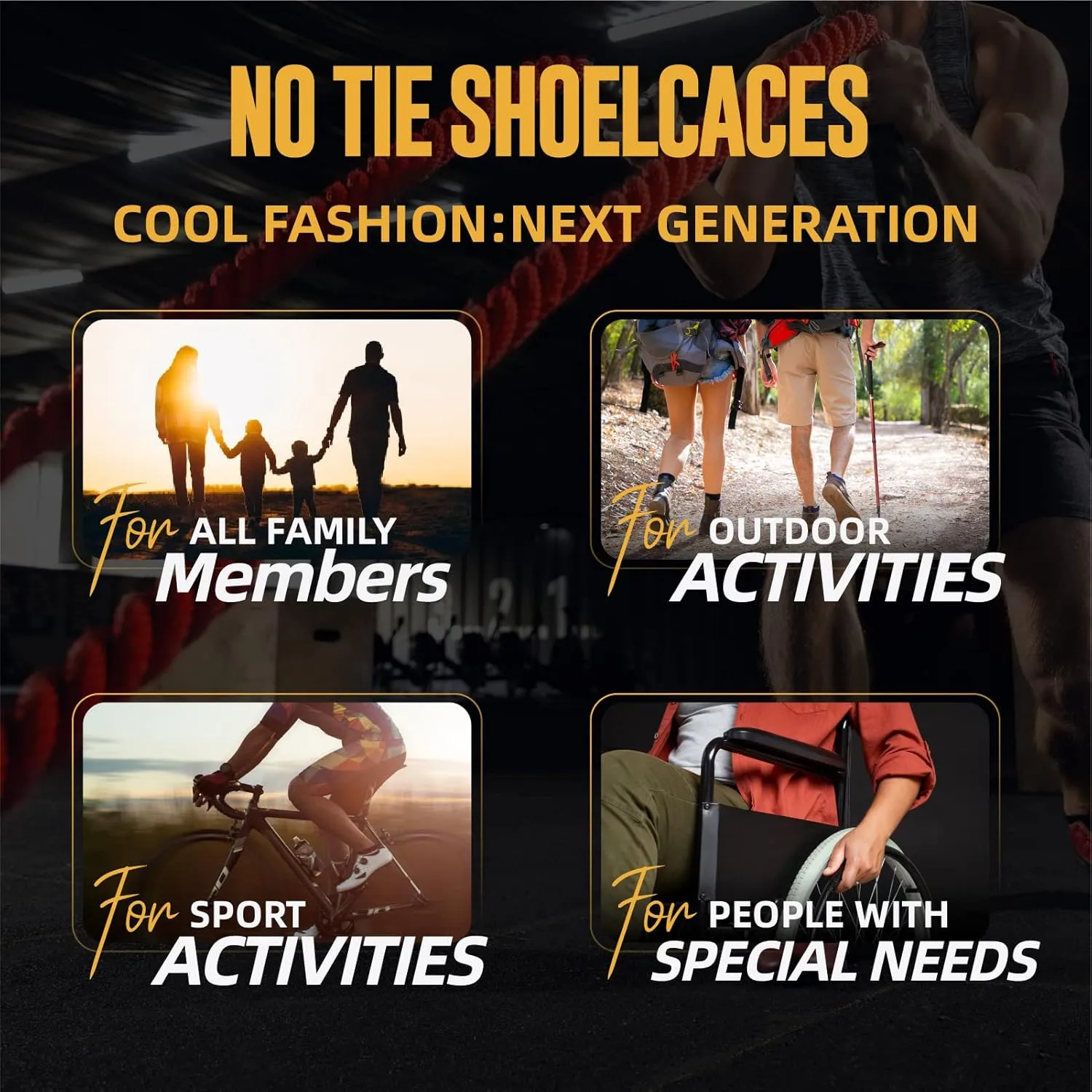 No Tie Shoelaces - Tieless Elastic Shoe Laces - Strong Lock Shoelaces for Sneakers - One Size Fits All for Adults and Kids