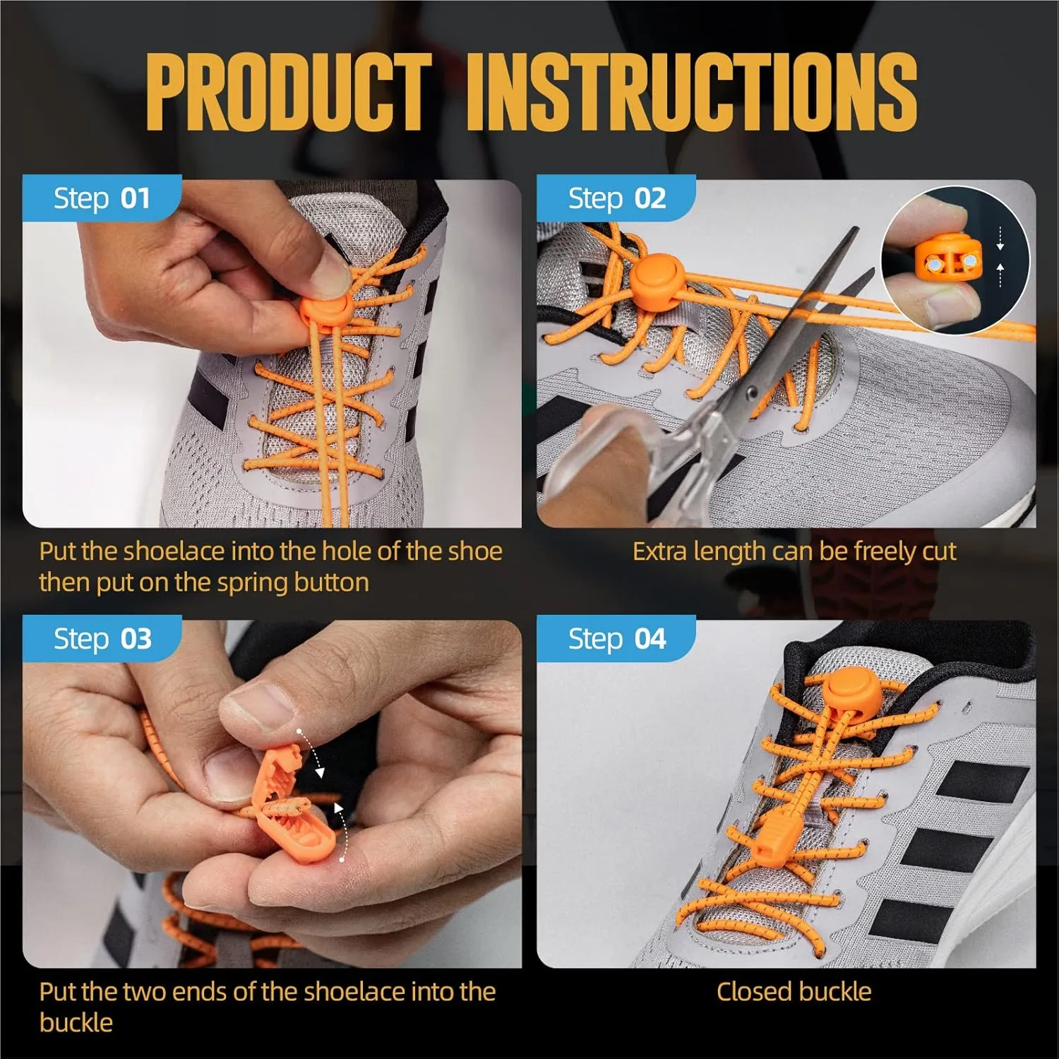 No Tie Shoelaces - Tieless Elastic Shoe Laces - Strong Lock Shoelaces for Sneakers - One Size Fits All for Adults and Kids