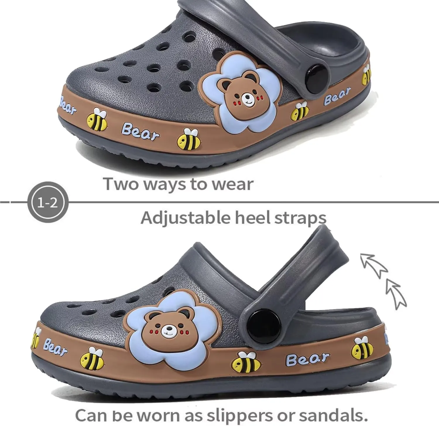 OHSNMAKSL Toddler Clog Slippers Garden Sandals Slip On Water Shoes Sneakers Cartoon Slides for Boys and Girls Children Beach Pool Shower