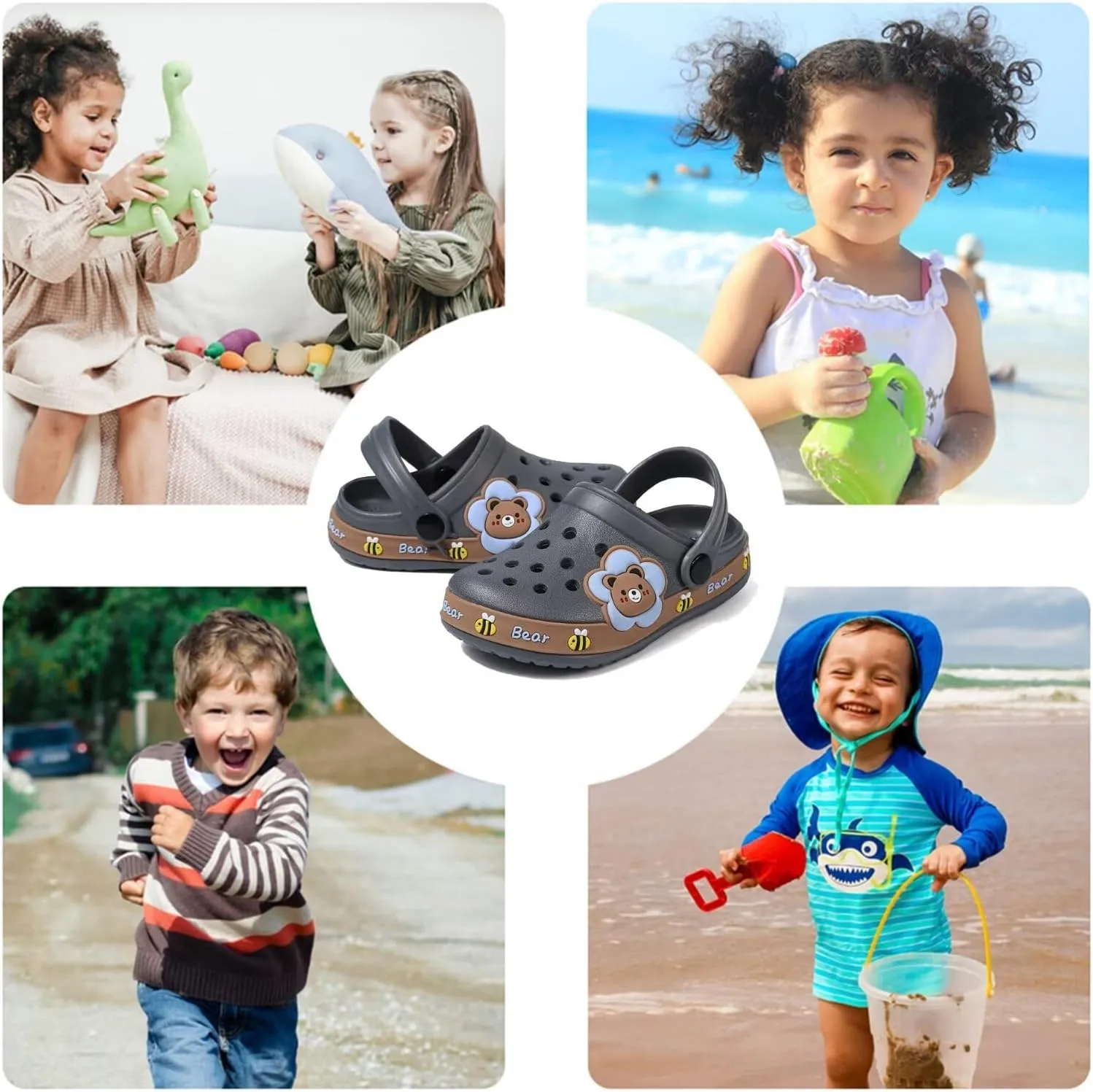 OHSNMAKSL Toddler Clog Slippers Garden Sandals Slip On Water Shoes Sneakers Cartoon Slides for Boys and Girls Children Beach Pool Shower