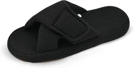 Panda Bros Women's Adjustable Slippers, Diabetic Slippers for Women Memory Foam, Open Toe Swollen Feet Slippers Bedroom House Indoor Outdoor Shoes with Rubber Sole