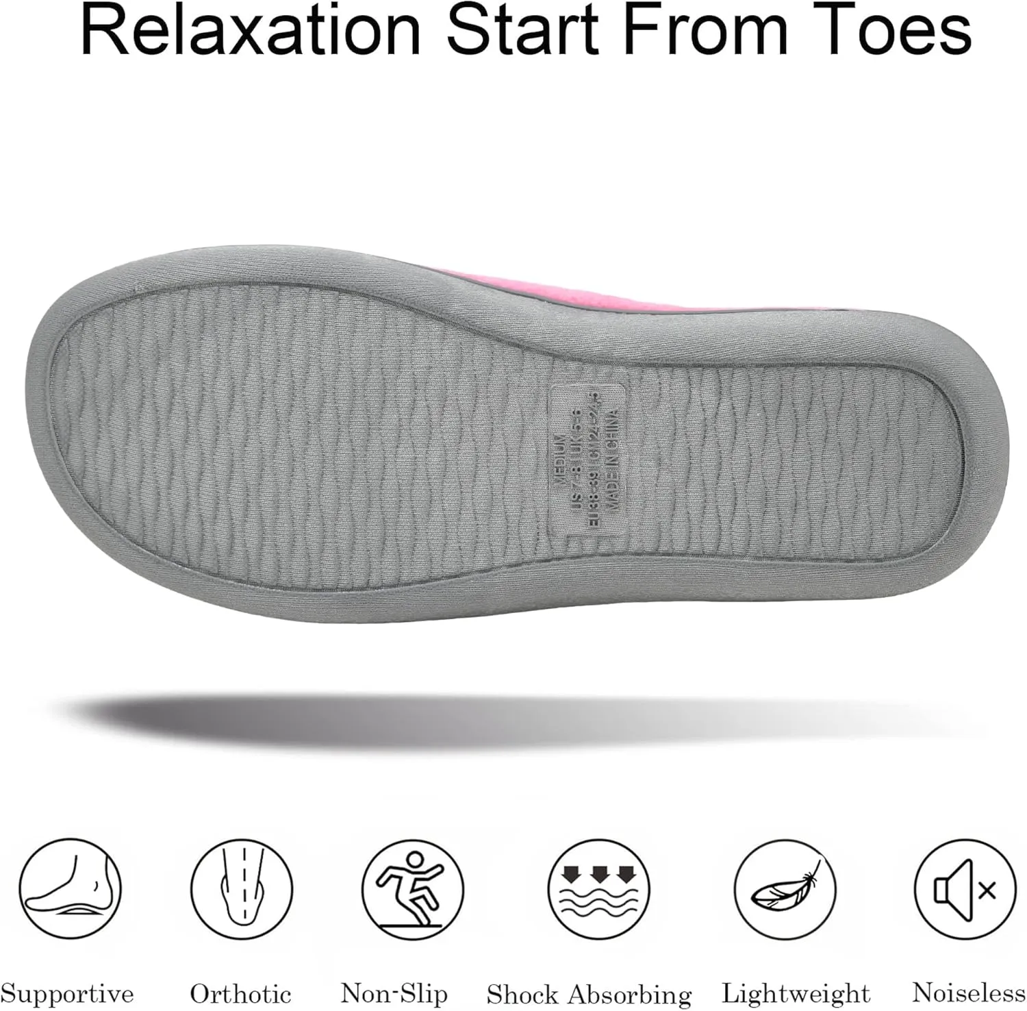 Panda Bros Women's Adjustable Slippers, Diabetic Slippers for Women Memory Foam, Open Toe Swollen Feet Slippers Bedroom House Indoor Outdoor Shoes with Rubber Sole