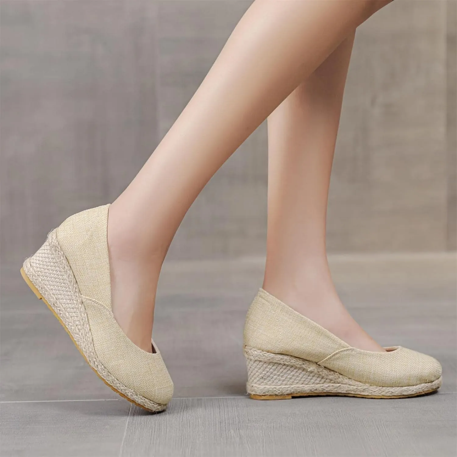 Platform Espadrilles for Women Dressy Closed Toe Slingback Pointed Toe Comfortable Wedge Pumps Shoes Slip On Wedge Sandals Mid Low Heel Canvas Walking Shoes
