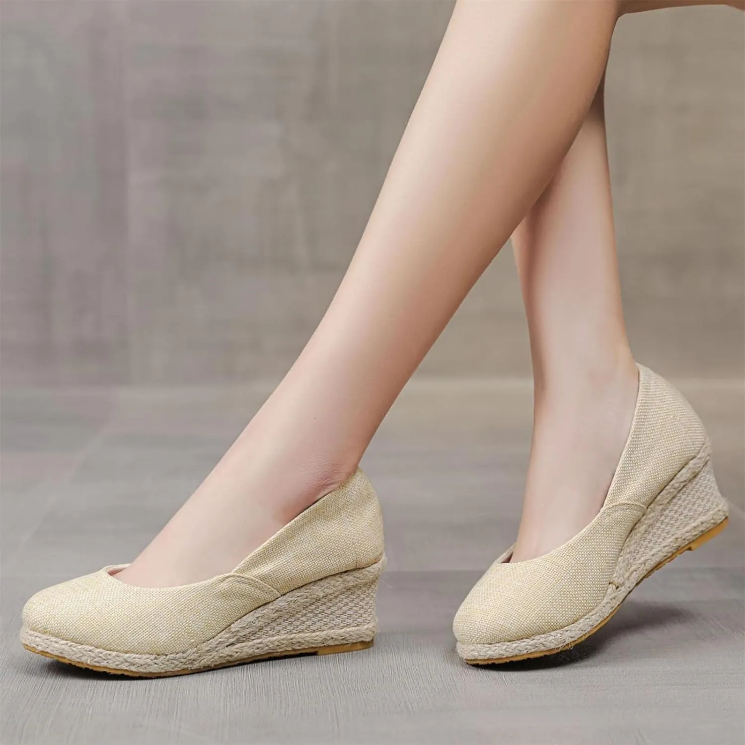 Platform Espadrilles for Women Dressy Closed Toe Slingback Pointed Toe Comfortable Wedge Pumps Shoes Slip On Wedge Sandals Mid Low Heel Canvas Walking Shoes