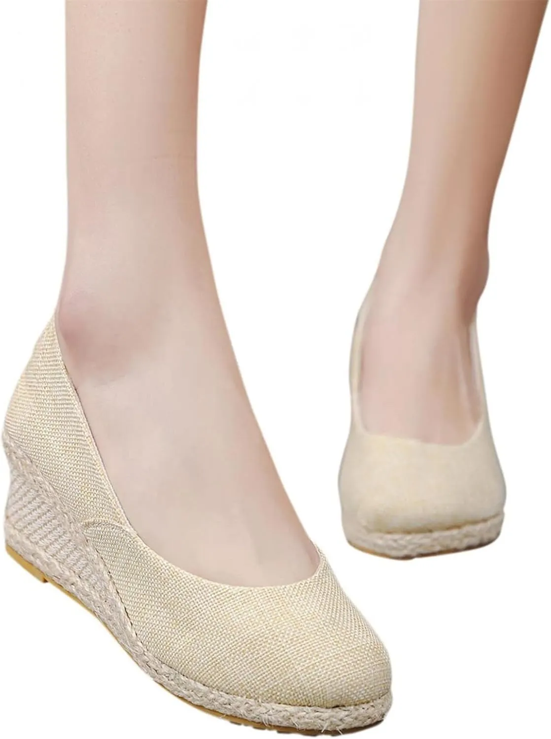 Platform Espadrilles for Women Dressy Closed Toe Slingback Pointed Toe Comfortable Wedge Pumps Shoes Slip On Wedge Sandals Mid Low Heel Canvas Walking Shoes