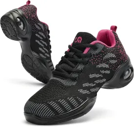 PPQ Women's Jazz Shoes Lace-up Sneakers Modern Dance Shoes Air Cushion Platform Walking Dance Shoes