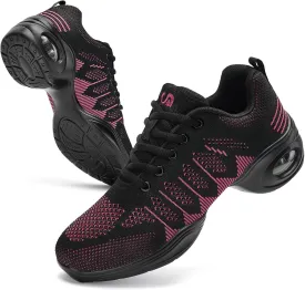 PPQ Women's Jazz Shoes Lace-up Sneakers Modern Dance Shoes Air Cushion Platform Walking Dance Shoes