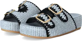 Raffia Sandals for Women Platform Slide Sandals Espadrille Adjustable Double Buckle Summer Comfortable Cute Woven Casual Beach Shoes