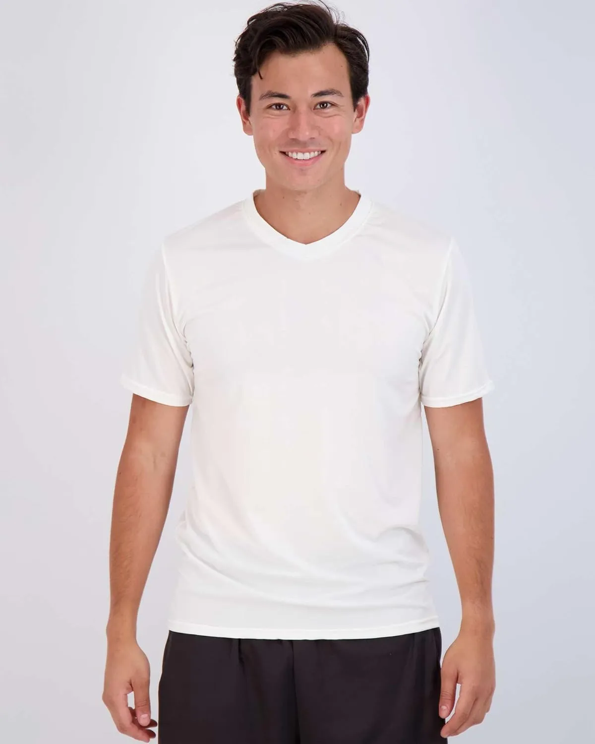 Real Essentials 5 Pack: Men??s V-Neck Dry-Fit Moisture Wicking Active Athletic Tech Performance T-Shirt