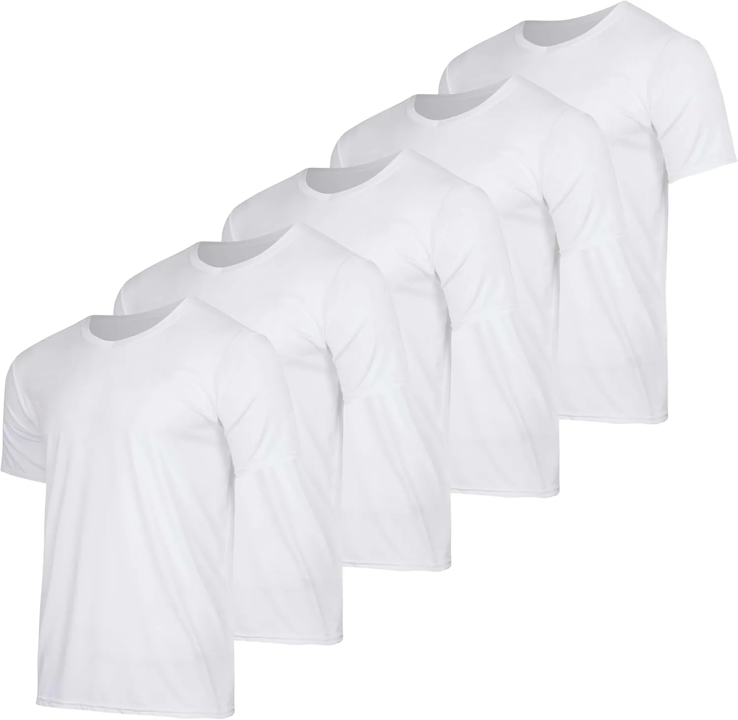 Real Essentials 5 Pack: Men??s V-Neck Dry-Fit Moisture Wicking Active Athletic Tech Performance T-Shirt