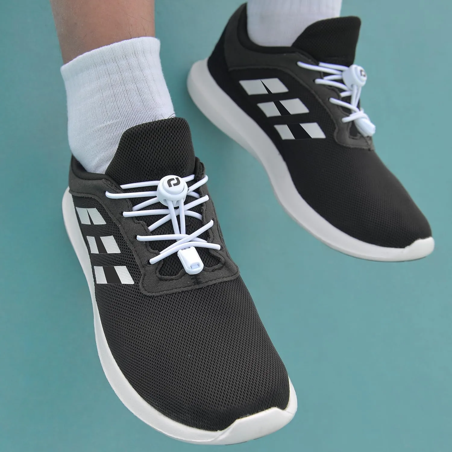 RJ-Sport Tieless Elastic Shoe Laces - Heavy Duty No Tie Shoelaces for Kids and Adult with Strong Lock and Speed Shoestrings