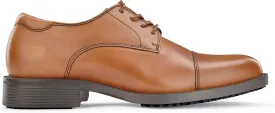 Shoes for Crews Senator, Men's Soft Toe Uniform Dress and Work Shoes, Slip Resistant, Water Resistant, Brown, Size 11.5