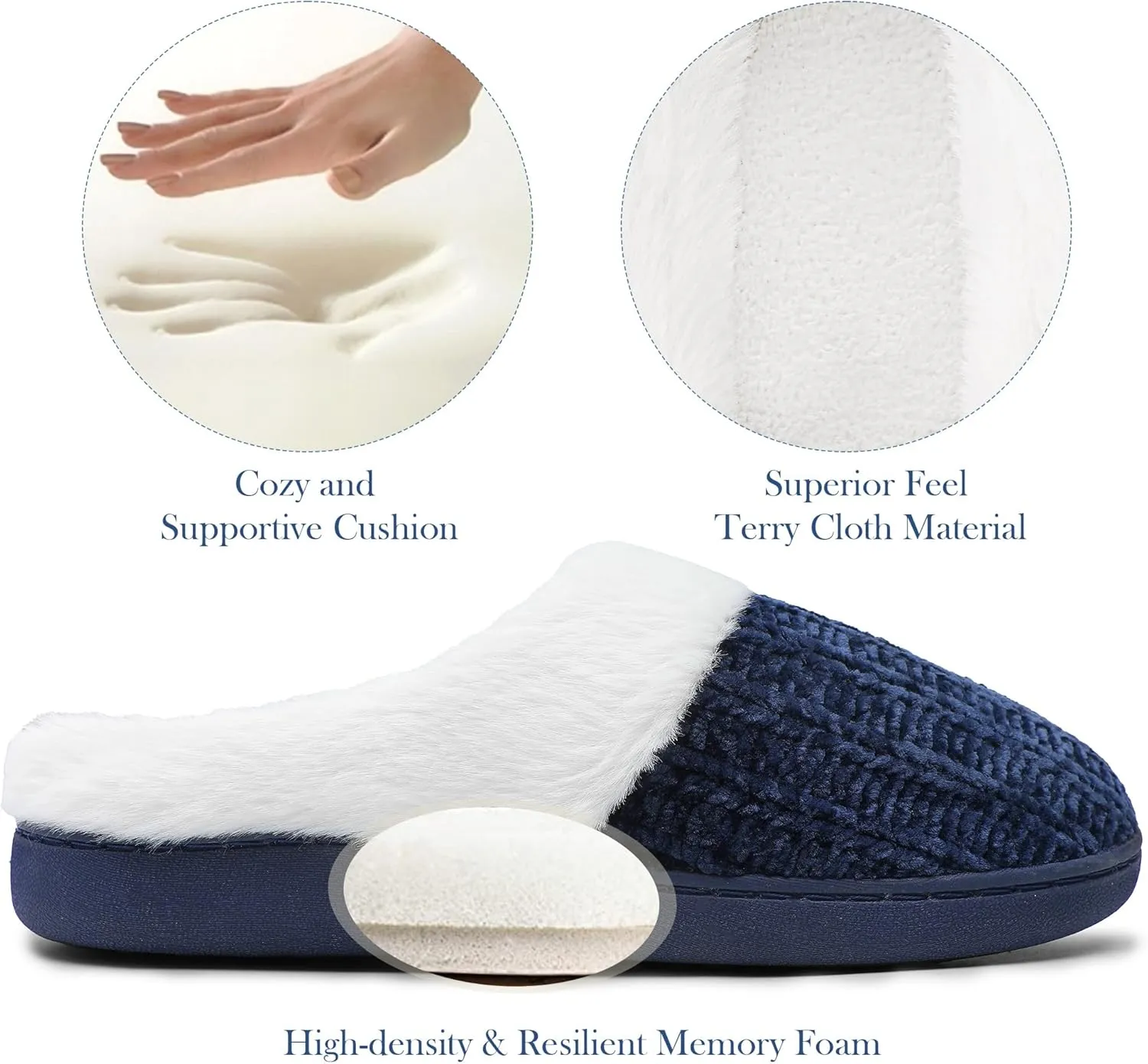 shoeslocker Women's Memory Foam Fuzzy Slippers Knit house shoe for Women Comfy Wool-Like Lined Slippers Indoor Outdoor