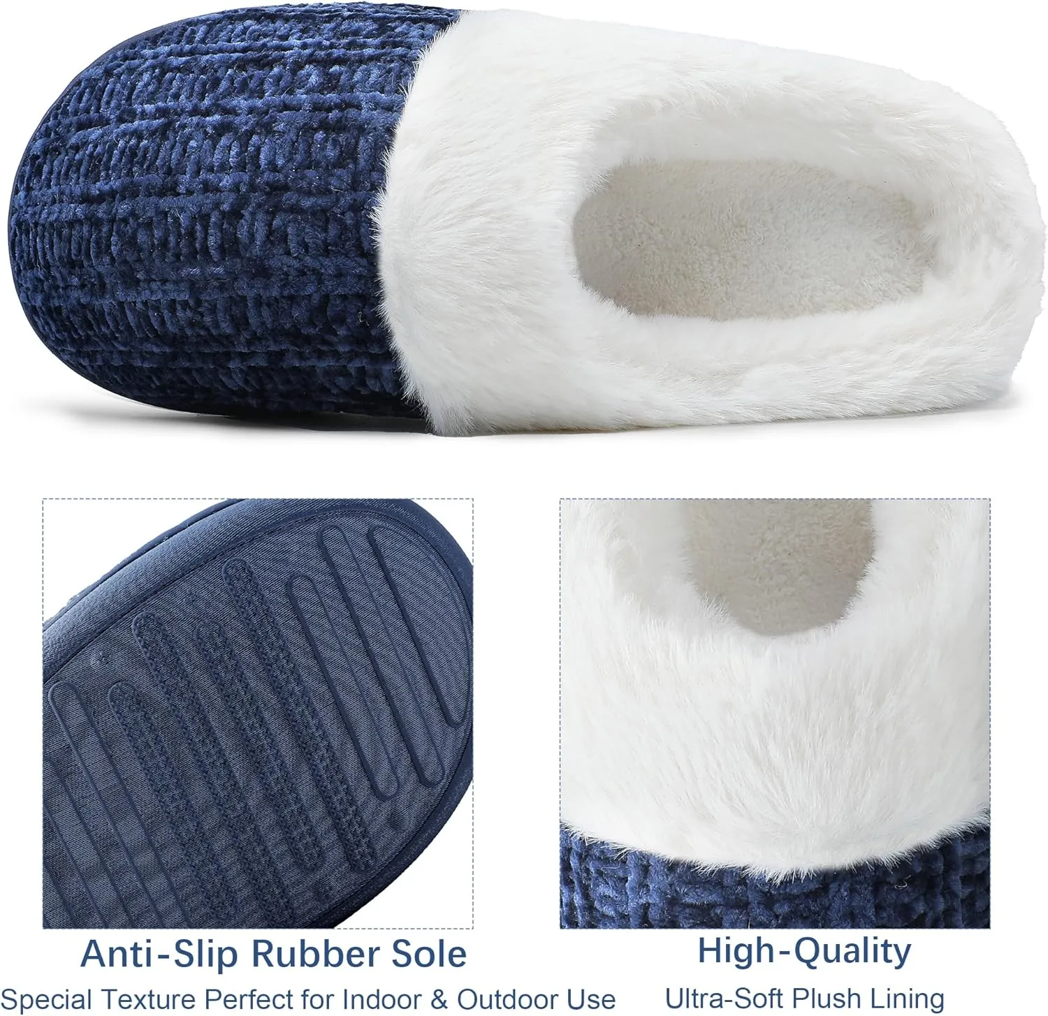 shoeslocker Women's Memory Foam Fuzzy Slippers Knit house shoe for Women Comfy Wool-Like Lined Slippers Indoor Outdoor