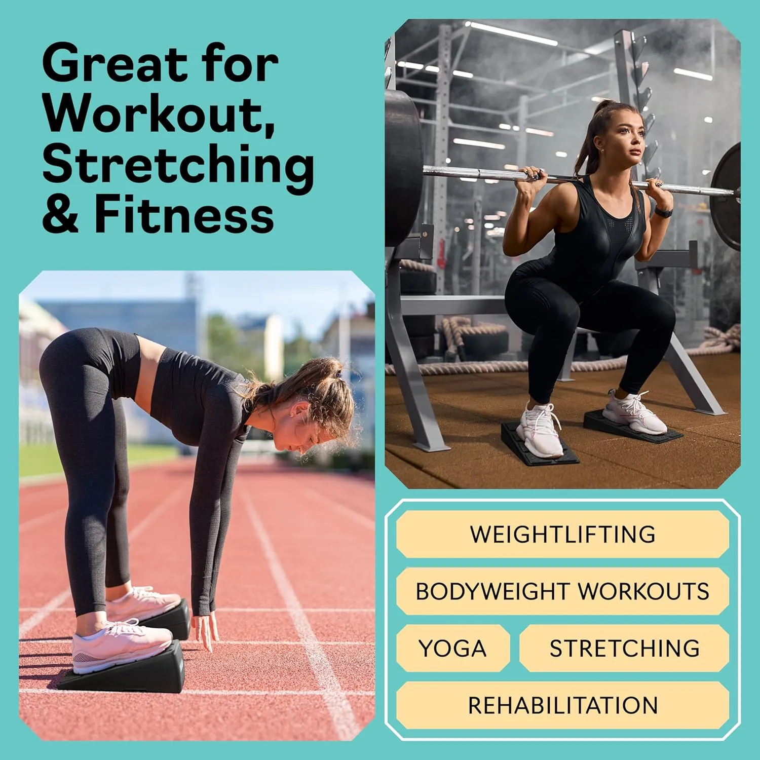 Squat Wedge - Squat Wedge Block 520 LBS Weight Capacity - Slant Board for Calf Stretching - Calf Stretcher Slant Board - yoga blocks