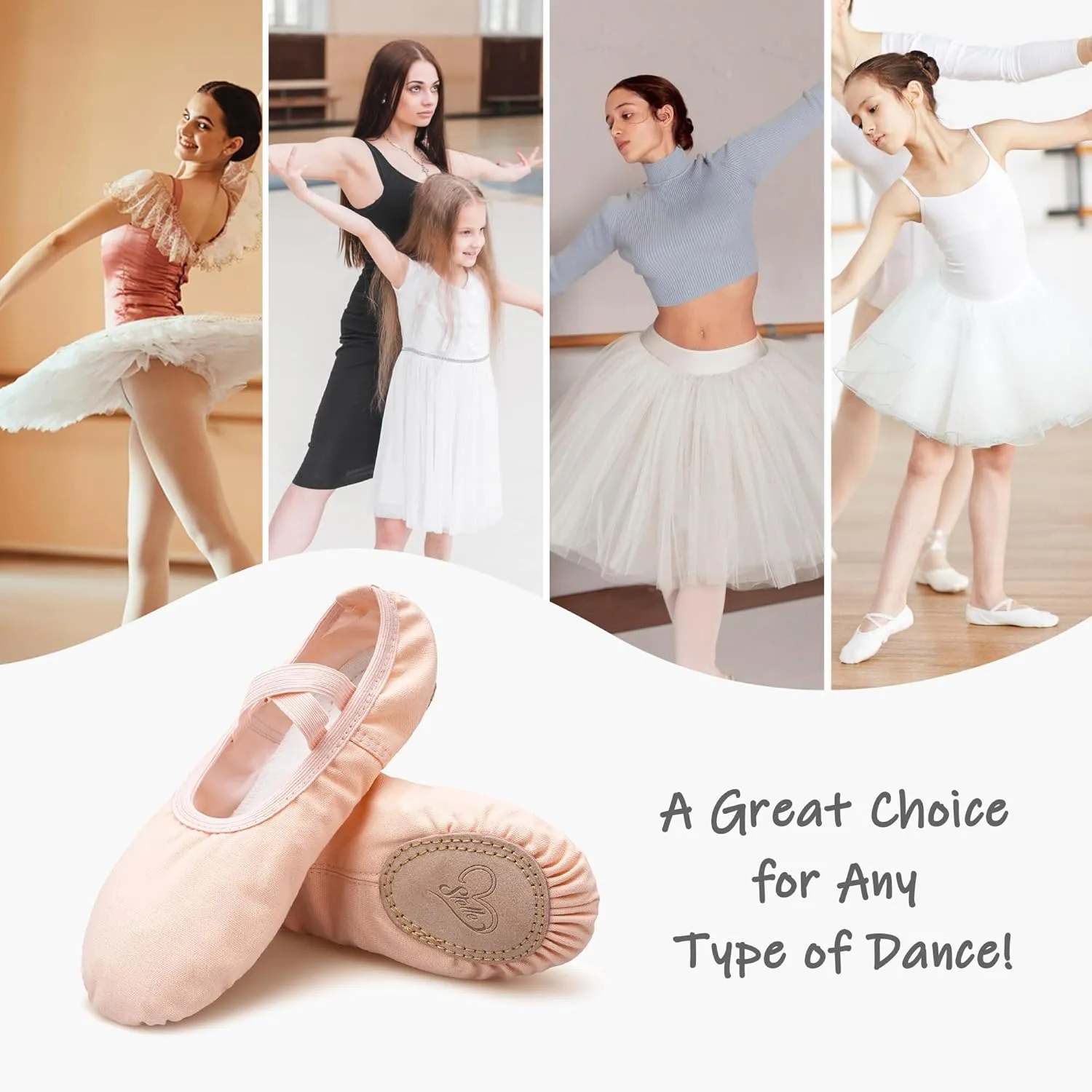 Stelle Ballet Shoes for Women Girls Canvas Ballet Slipper Dance Shoes Yoga Shoes
