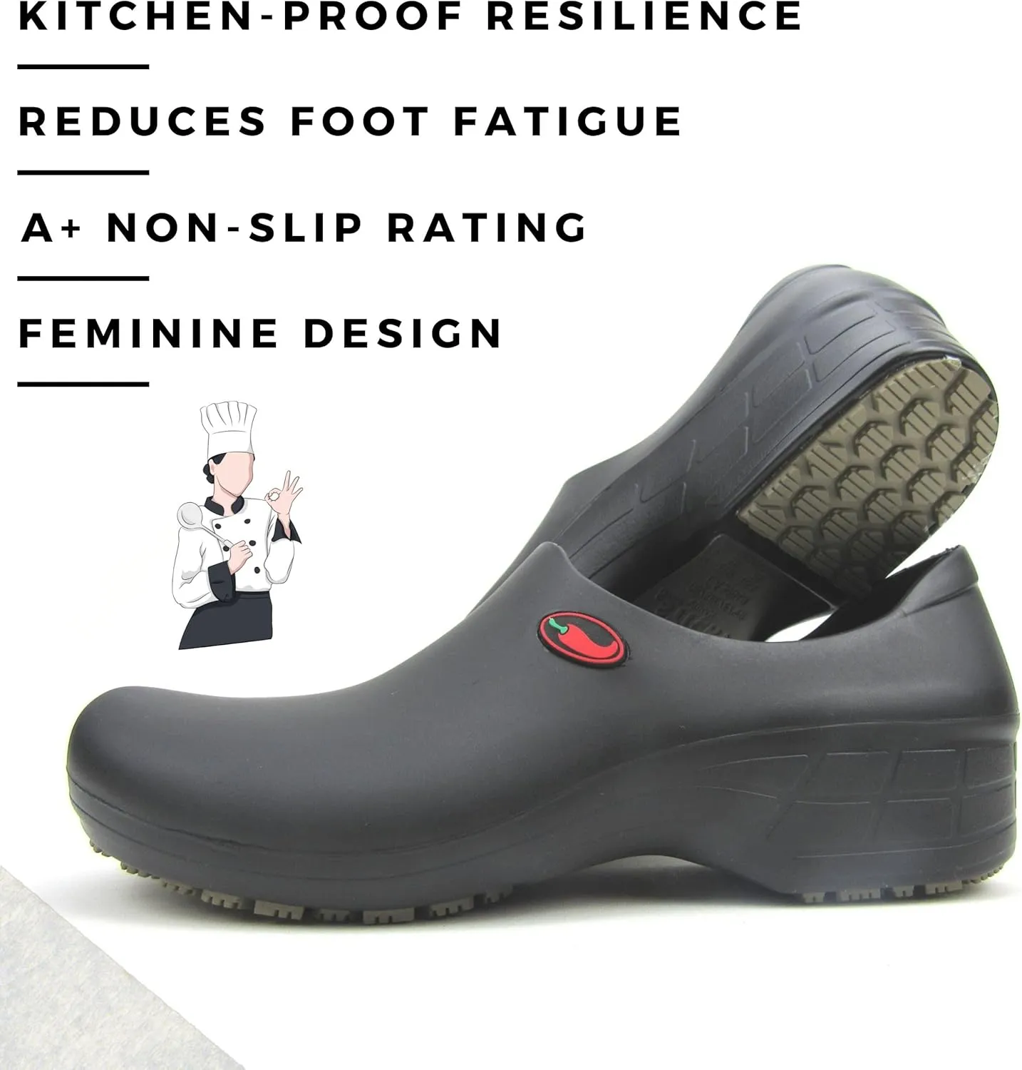 Sticky Non-Slip Pro Chef Shoes for Women - Slip Resistant - Food Service Kitchen Shoes