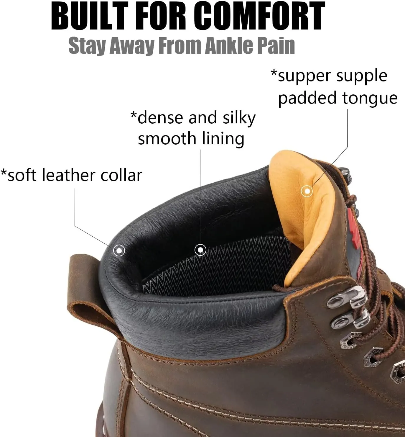 SUREWAY 6 Mens Heavy Duty Steel/Composite/Soft Toe Work Boots for Men,Comfortable & Durable,Goodyear Welt,Full Grain Leather,Oil/Slip Resistant,Wedge Moc Toe Industrial Construction Boots/Shoes