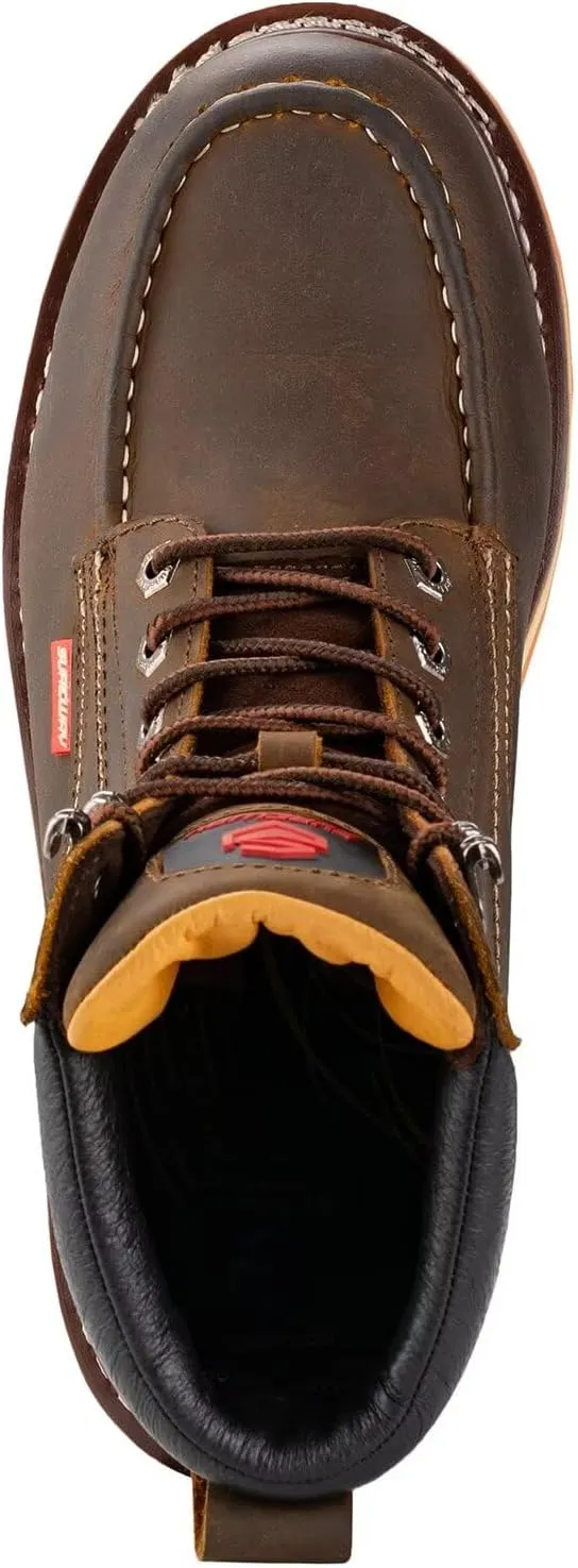 SUREWAY 6 Mens Heavy Duty Steel/Composite/Soft Toe Work Boots for Men,Comfortable & Durable,Goodyear Welt,Full Grain Leather,Oil/Slip Resistant,Wedge Moc Toe Industrial Construction Boots/Shoes