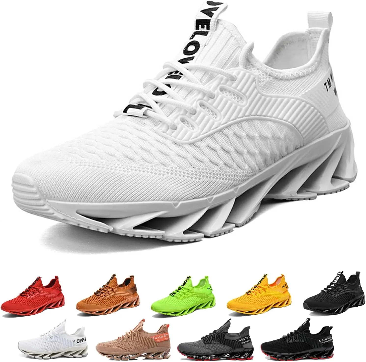 Tallboost Sneakers, Height Boosting Shoes for Men, Mens Tallboost Shoes Walking Shoes Comfort Non Slip Breathable Knit Slip On Sneakers(White,US 10)