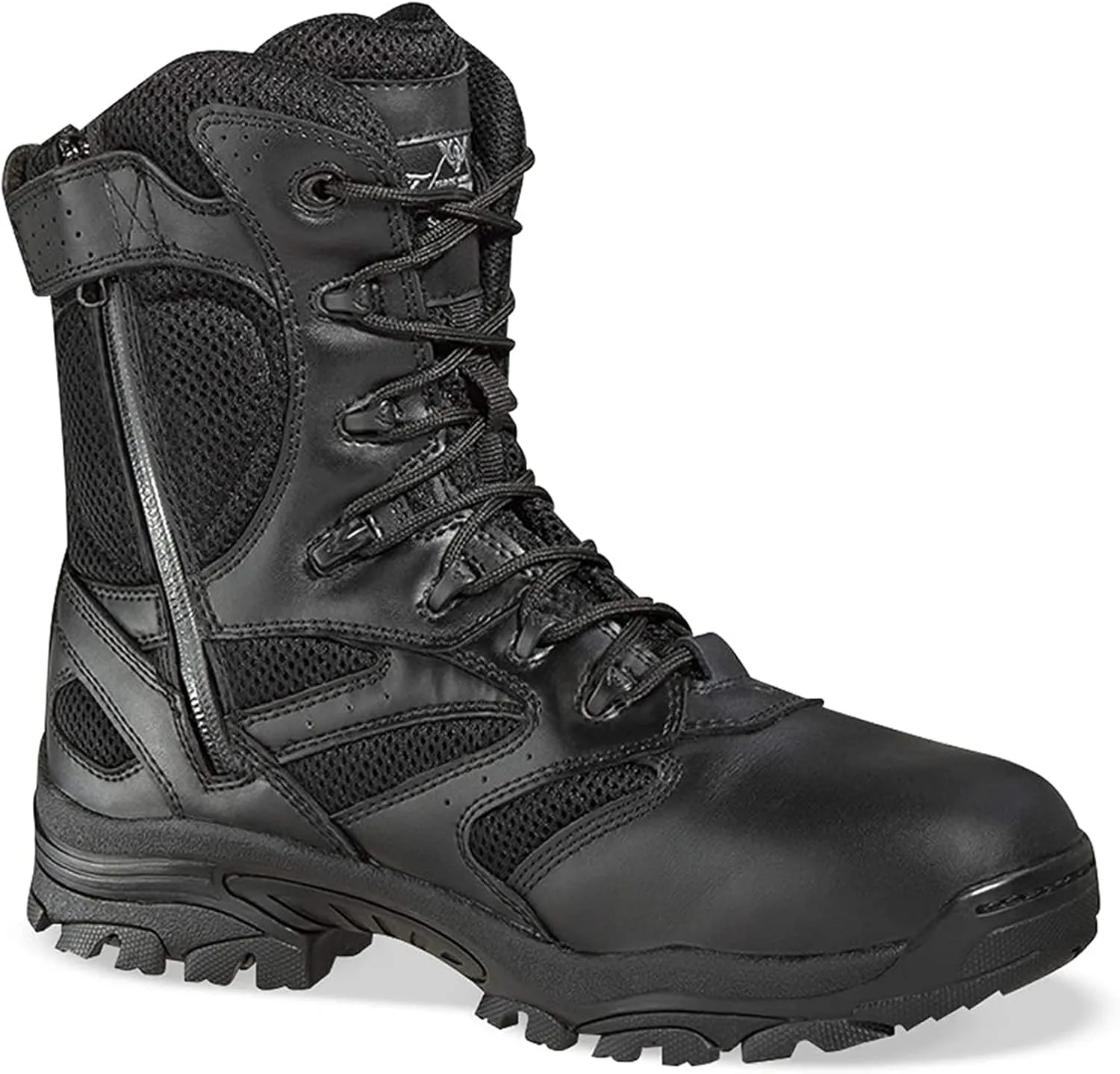 Thorogood Deuce 8 Waterproof Side-Zip Black Tactical Boots for Men and Women with Composite Safety Toe, Full-Grain Leather, and Slip-Resistant Outsole; BBP & Rated