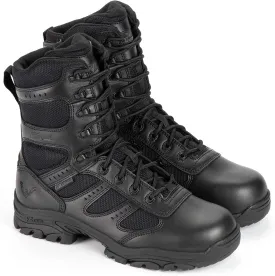 Thorogood Deuce 8 Waterproof Side-Zip Black Tactical Boots for Men and Women with Composite Safety Toe, Full-Grain Leather, and Slip-Resistant Outsole; BBP & Rated