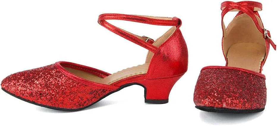 TINRYMX Womens Latin Dance Shoes Sequin Mesh Ballroom Salsa Tango Party Wedding Dance Shoes,Model-DY105