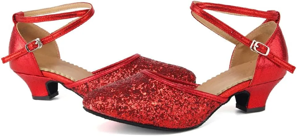 TINRYMX Womens Latin Dance Shoes Sequin Mesh Ballroom Salsa Tango Party Wedding Dance Shoes,Model-DY105